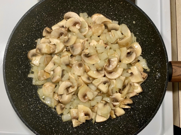 Saute mushrooms and onions