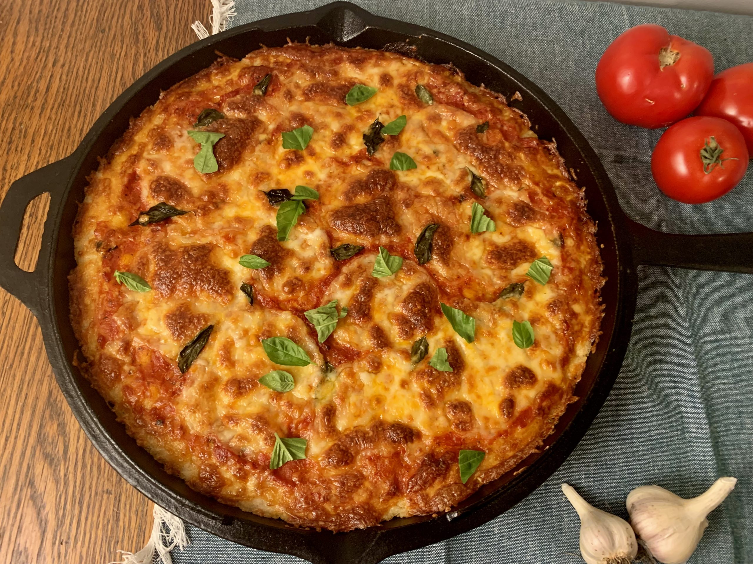 Free From Gluten - Cast-Iron Margherita Pizza with Cheesy Crust