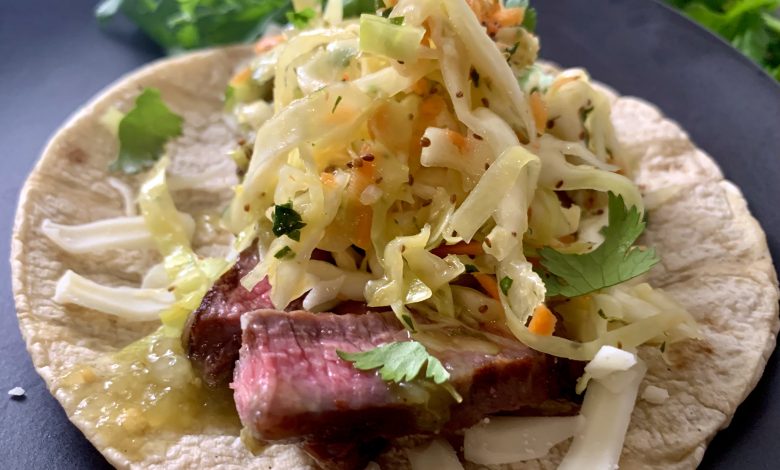 Easy Steak Tacos with Mexican Slaw