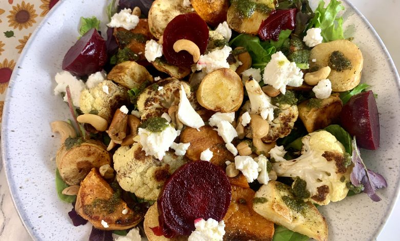 Roasted Fall Vegetable Salad w/ Goat Cheese